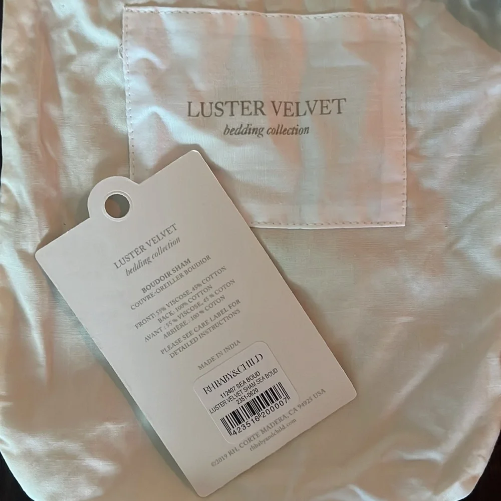 Restoration Hardware Baby & Child - Boudoir Sham in Luster Velvet “Sea”